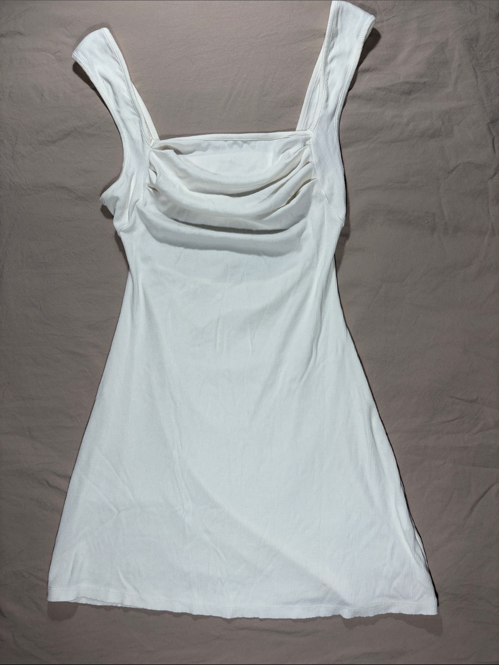 White Sleek Mini Dress with Wide Straps